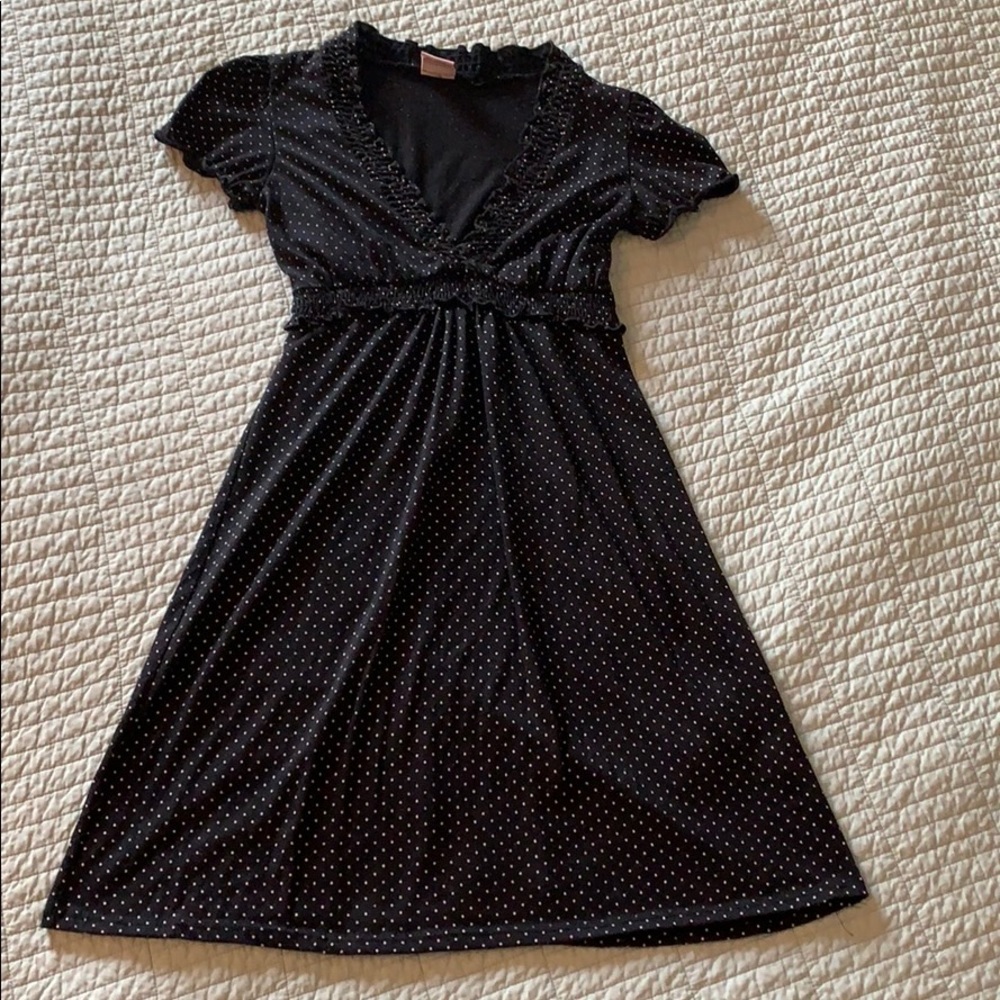 Black Dress with White Polka Dots